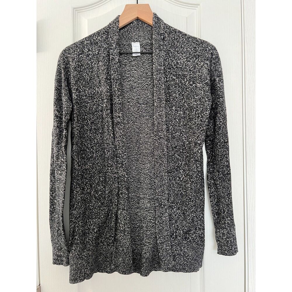 Gap Body Women's Cardigan Sweater Long Sleeve Black White Marled Size XS